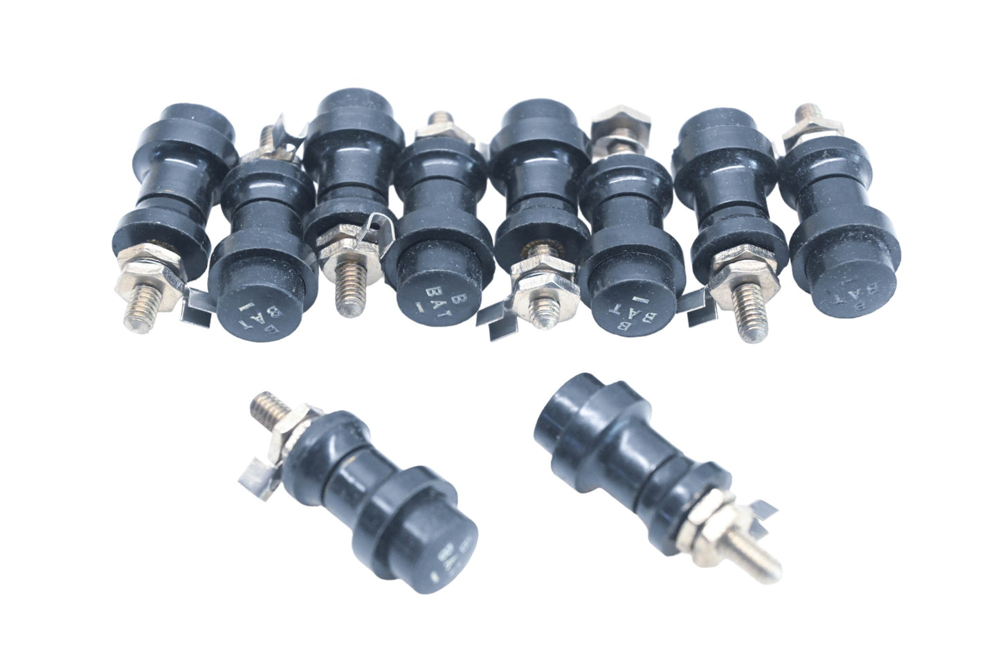 Morse Eureka RA018-3 Black "8 BAT -" Spring Grip Binding Posts Qty 10 NOS