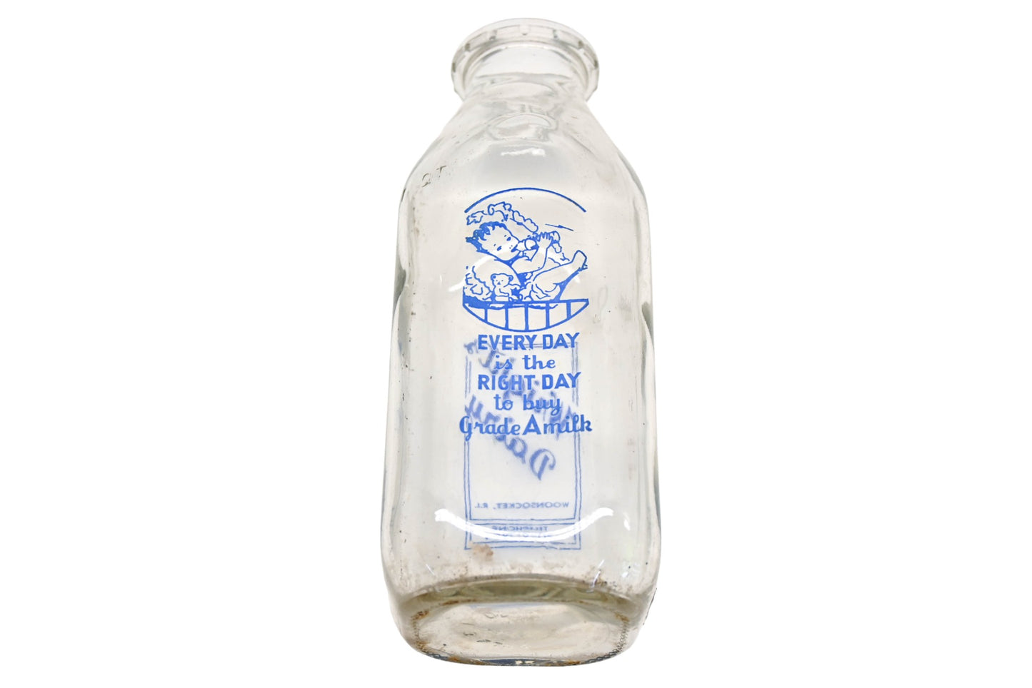 Wright's Farm AZ014-43 Glass Milk 1-Quart Bottle