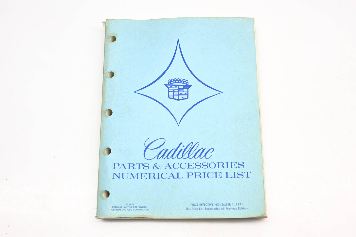 Cadillac RR001-32 November 1971 Parts & Accessories Numerical Price List Catalog
