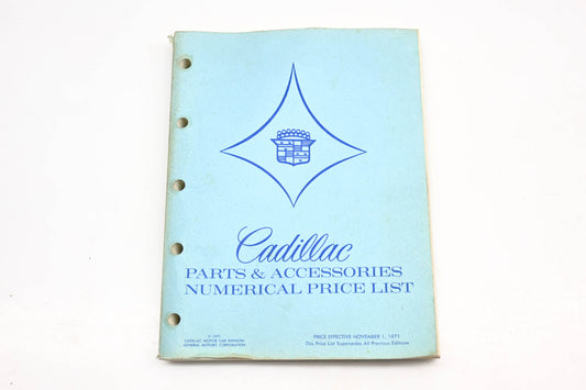 Cadillac RR001-32 November 1971 Parts & Accessories Numerical Price List Catalog