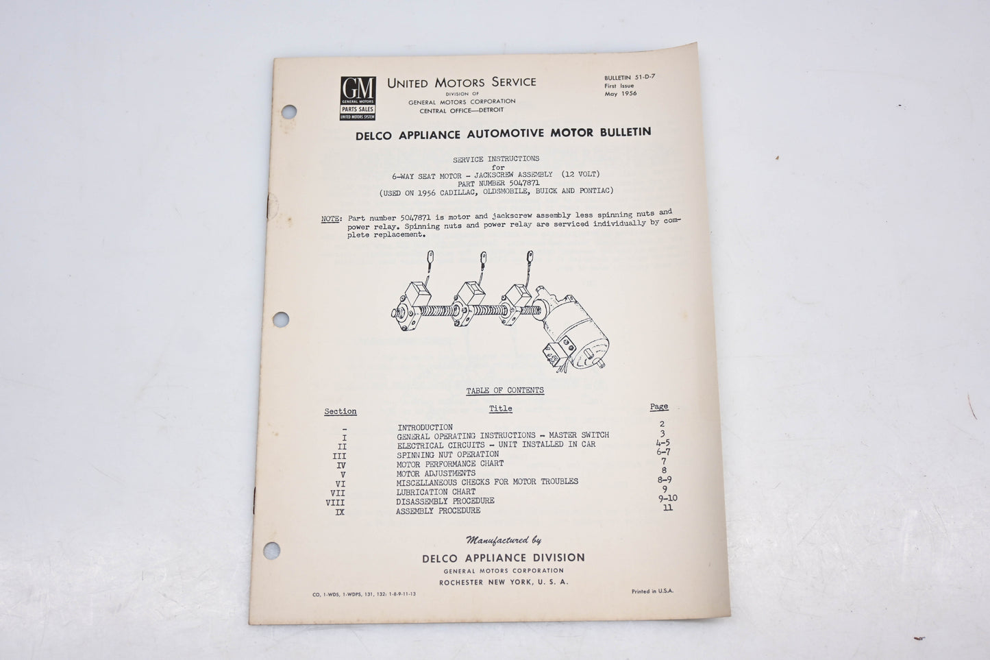 Delco 51-D-7 May 1956 Appliance Automotive Motor Bulletin