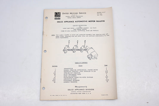 Delco 51-D-7 May 1956 Appliance Automotive Motor Bulletin