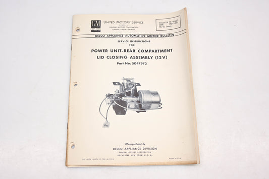 Delco 51-D-117 February 1957 Power Unit Rear Compartment Lid Closing Assembly Service Instructions