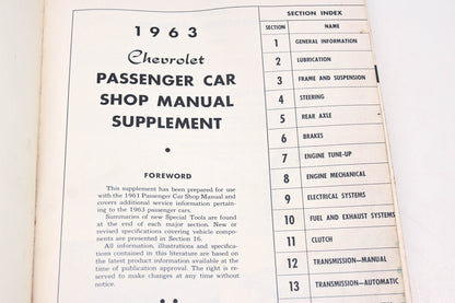 Chevrolet HU021-26 1963 Shop Manual Supplement