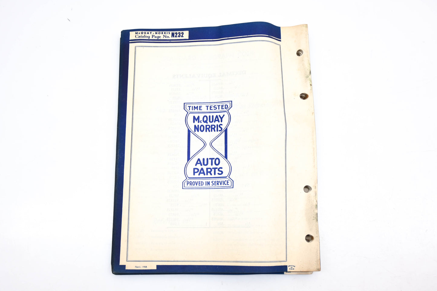 McQuay-Norris 58N 1942-1958 Parts Numerical Catalog