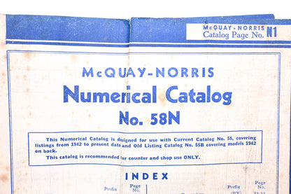 McQuay-Norris 58N 1942-1958 Parts Numerical Catalog