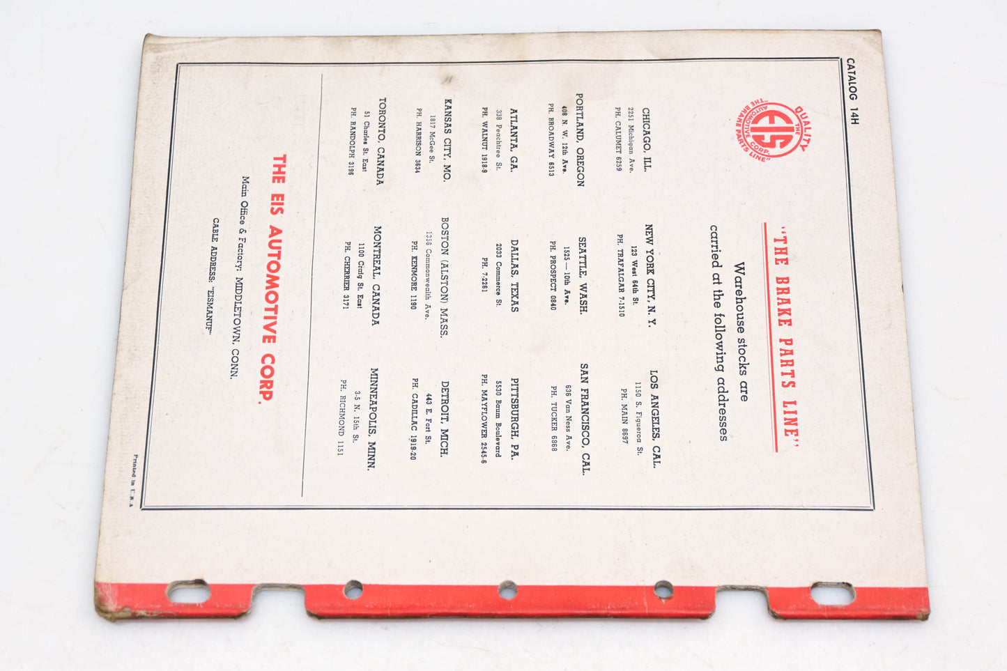 EIS 14H 1947 June Brake Parts Catalog