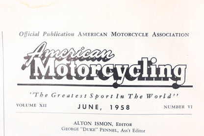American Motorcycling IQ013-22 June 1958 Volume XII No. VI Magazine