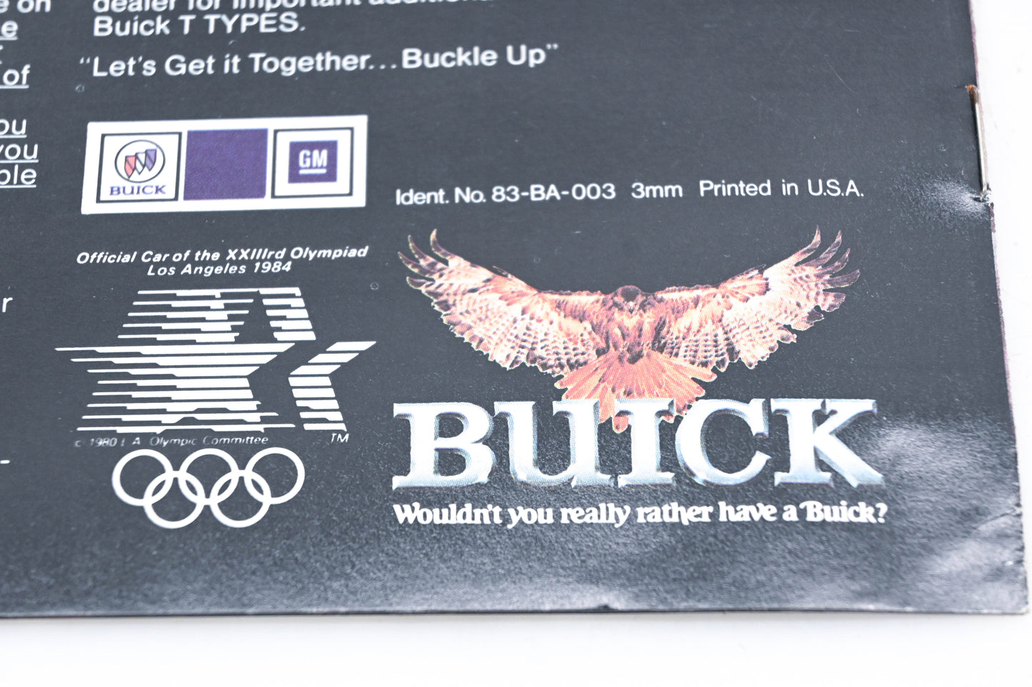 General Motors 83-BA-003 1983 Buick T Type Sale Brochure