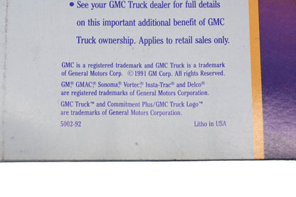 General Motors 5002-92 1992 GMC Truck Sonoma Sales Brochure
