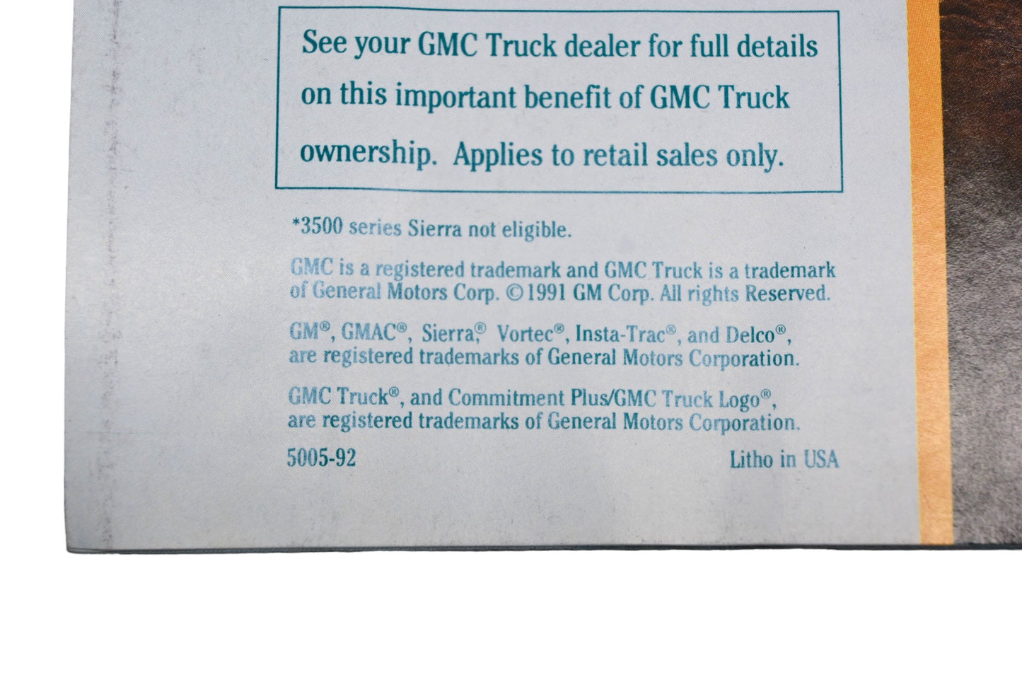 General Motors 5005-92 1992 GMC Truck Sierra Sales Brochure