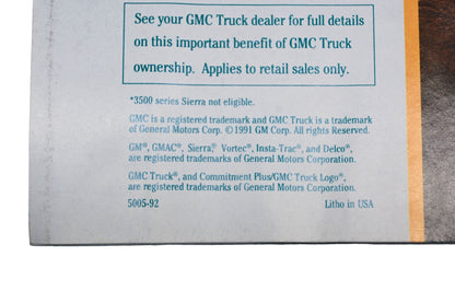 General Motors 5005-92 1992 GMC Truck Sierra Sales Brochure