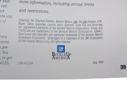 General Motors RO017-22 1995 Chevrolet C/K Pickups Sales Brochure