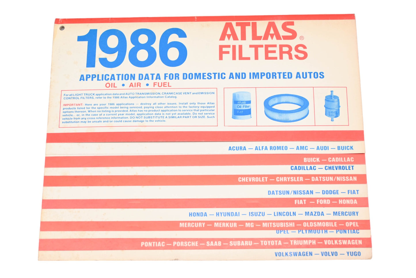 Atlas RO017-35 1986 Filter Application Data Catalog