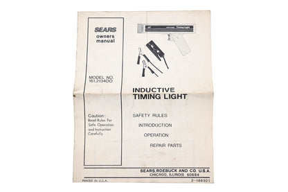 Sears 2-166301 Inductive Timing Light Model 161.213400 Owners Manual