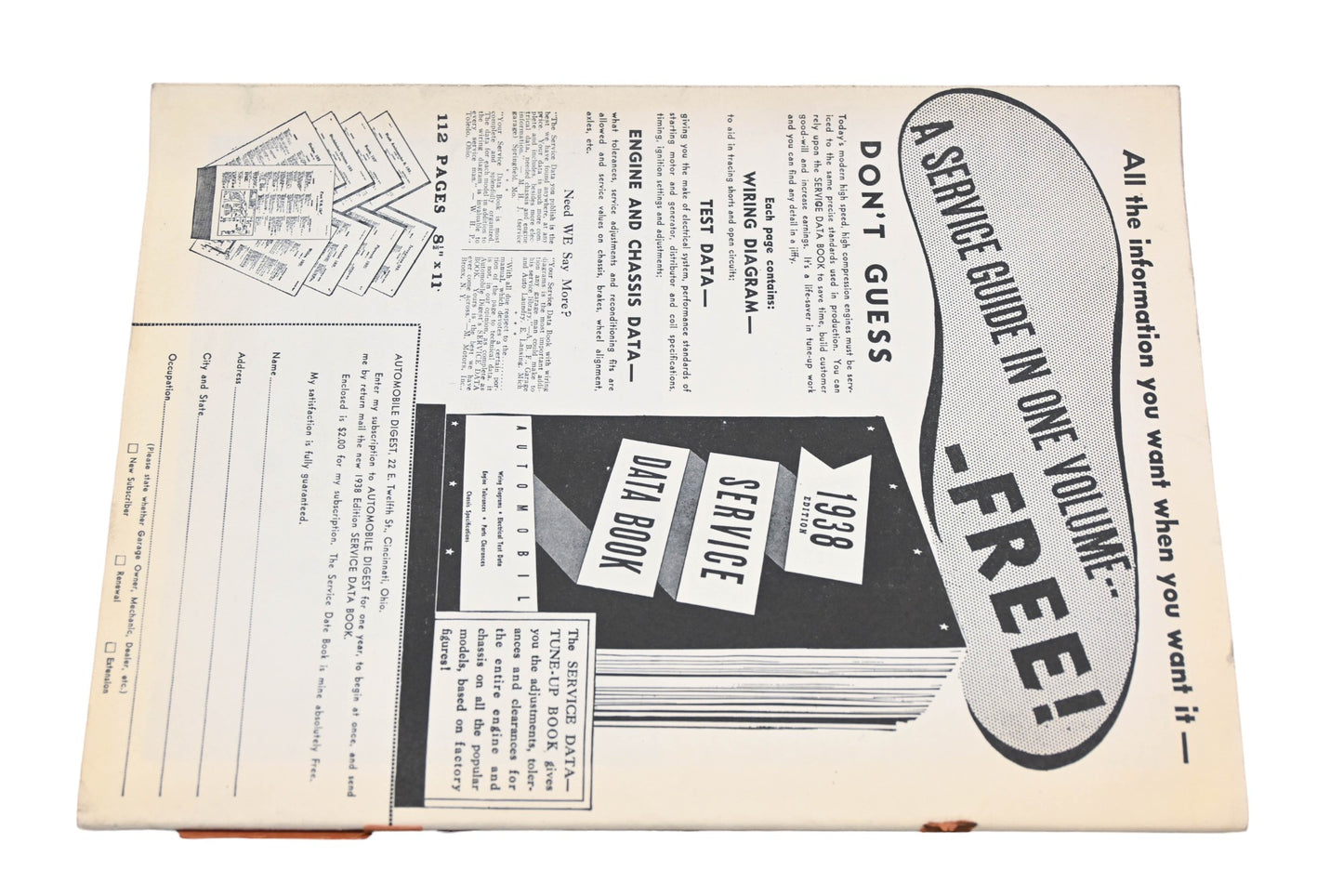 Automobile Digest RO017-50 1938 Tune Up Manual