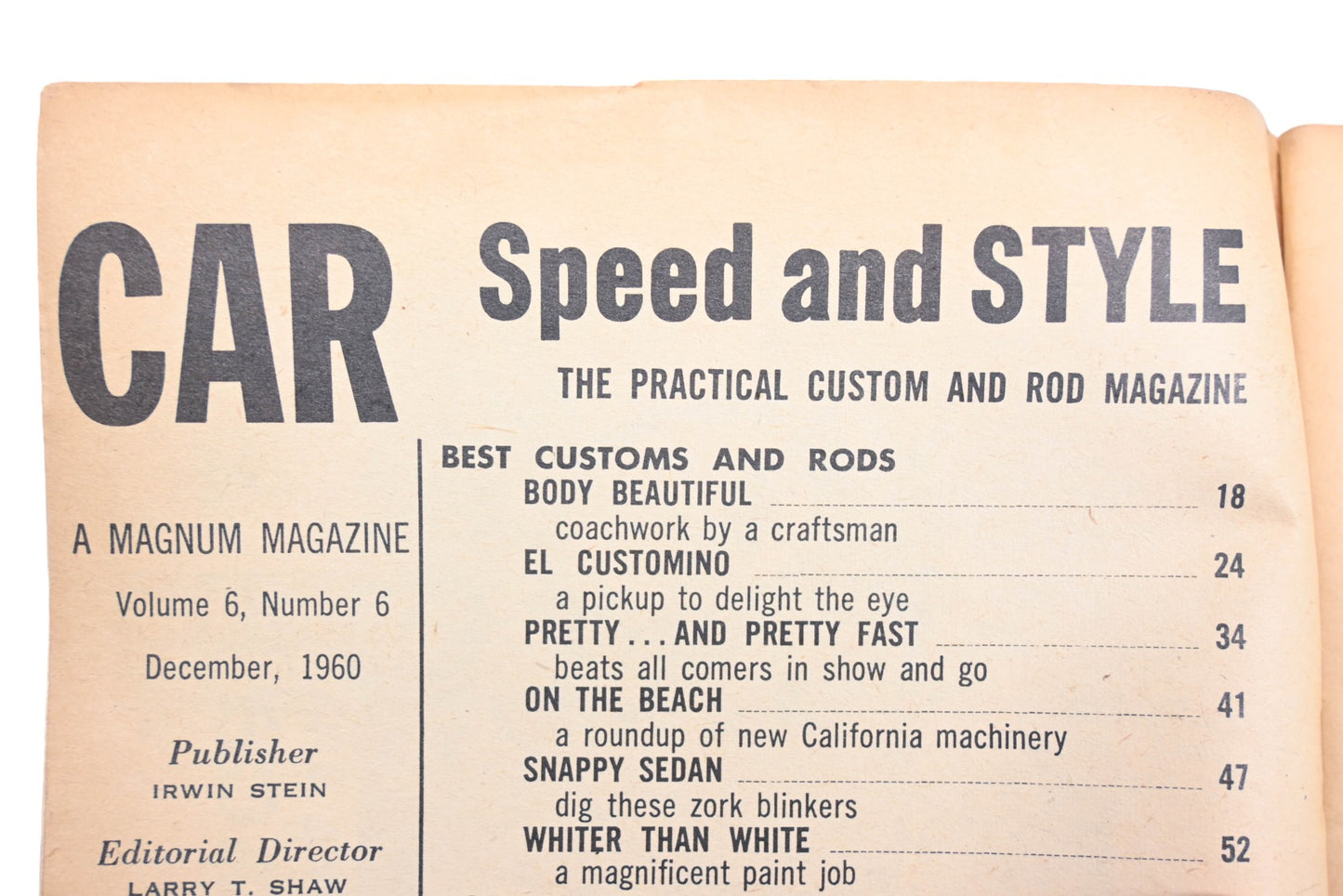 Car Speed And Style RO012-15 December 1960 Magazine
