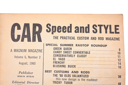 Car Speed And Style RO012-18 August 1960 Magazine