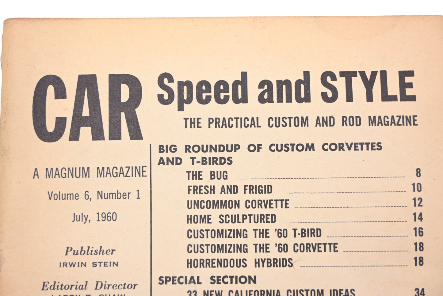 Car Speed And Style RO012-19 July 1960 Magazine