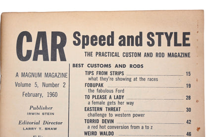 Car Speed And Style RO012-23 February 1960 Magazine