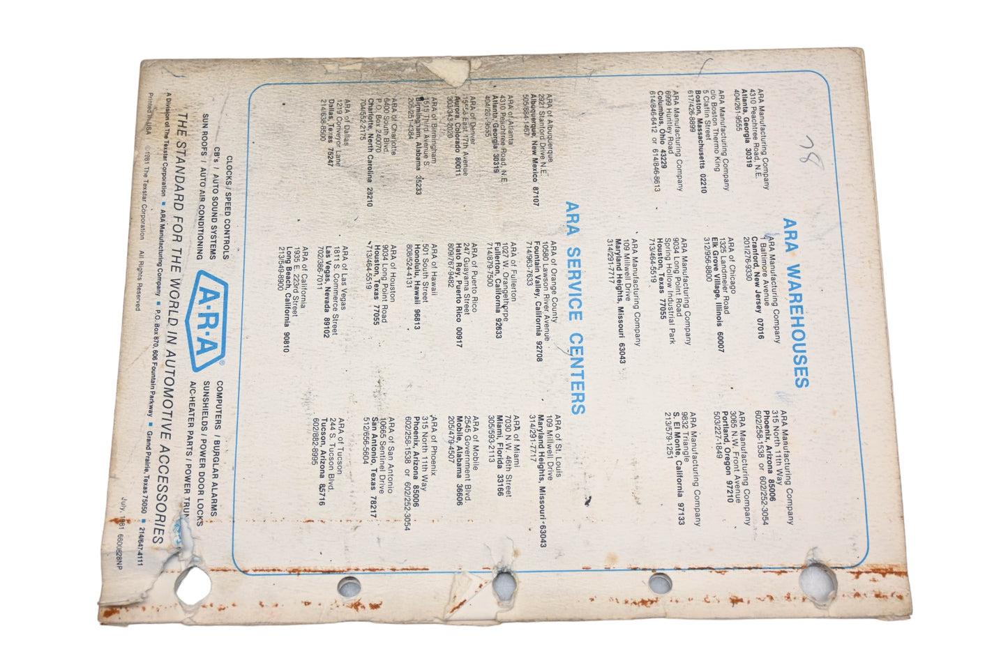 ARA 6600828NG 1981 Auto Air Conditioning Application Guide