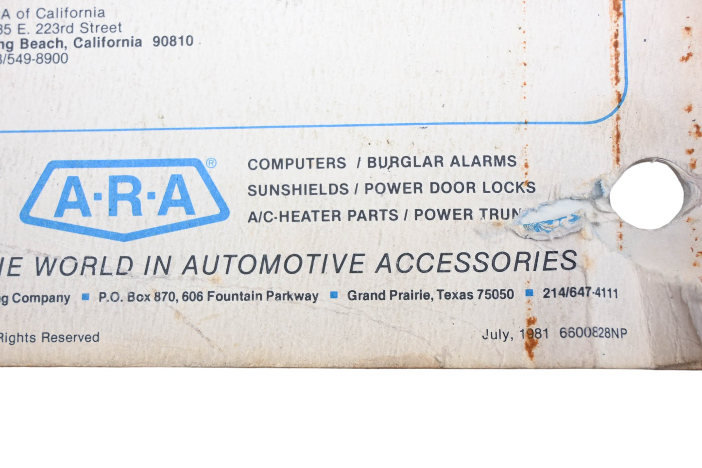 ARA 6600828NG 1981 Auto Air Conditioning Application Guide