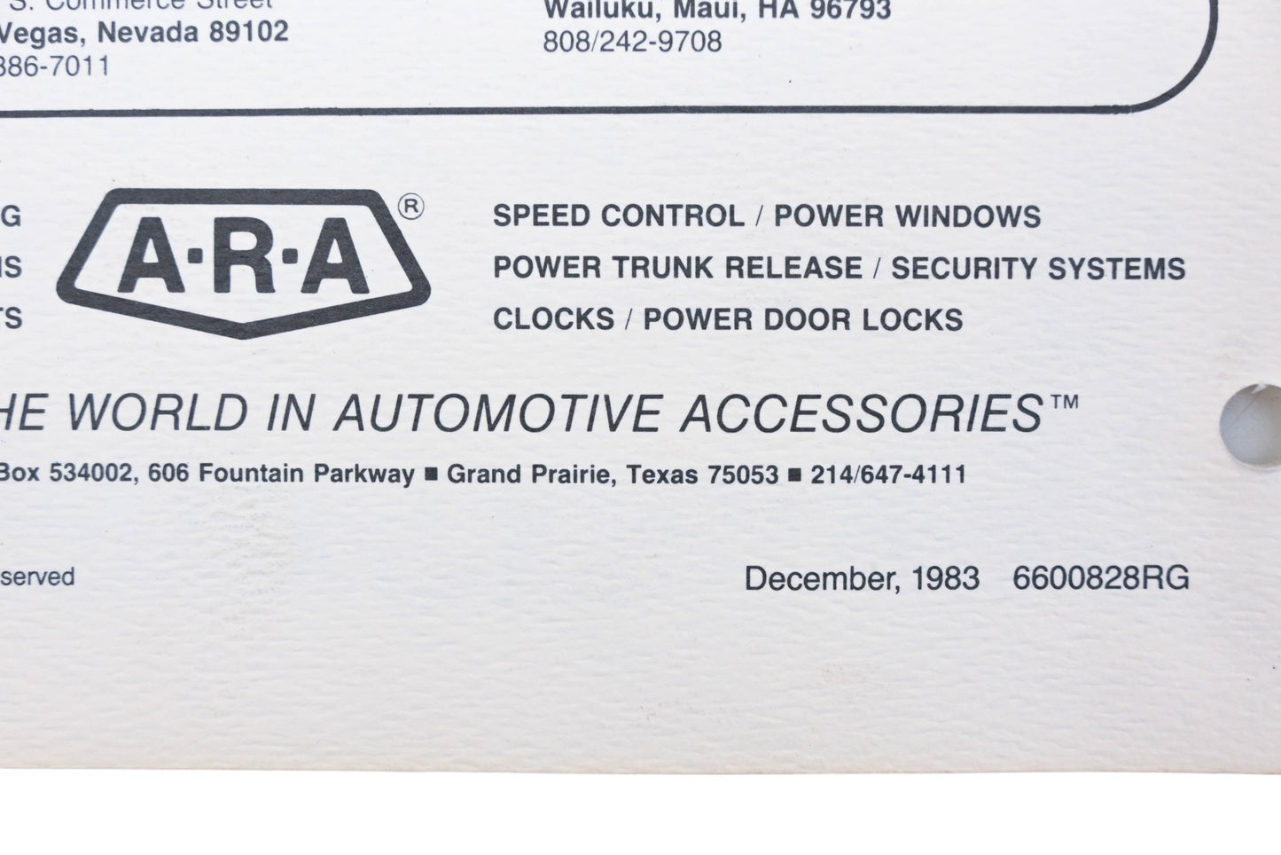ARA 6600828RG 1984 Auto Air Conditioning Application Guide