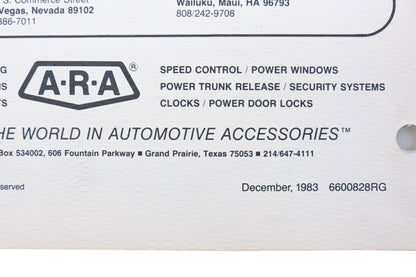 ARA 6600828RG 1984 Auto Air Conditioning Application Guide