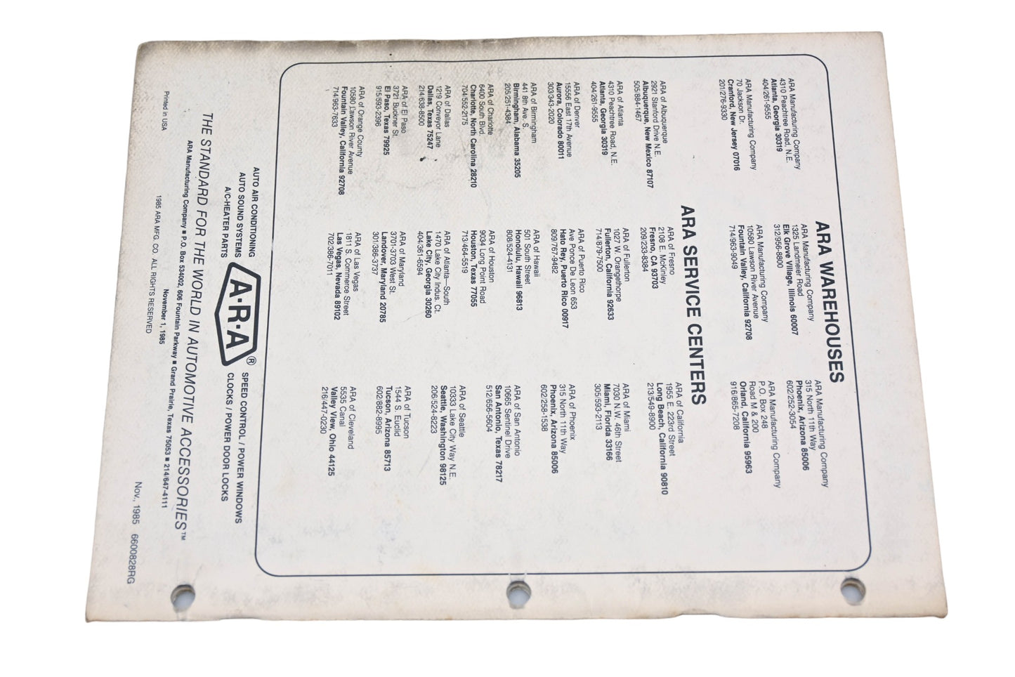 ARA 6600828RG 1986 Auto Air Conditioning Application Guide