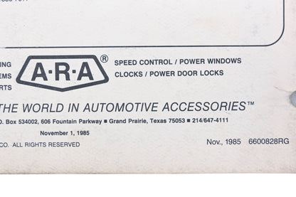 ARA 6600828RG 1986 Auto Air Conditioning Application Guide