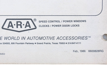 ARA 6600828RG 1986 Auto Air Conditioning Application Guide