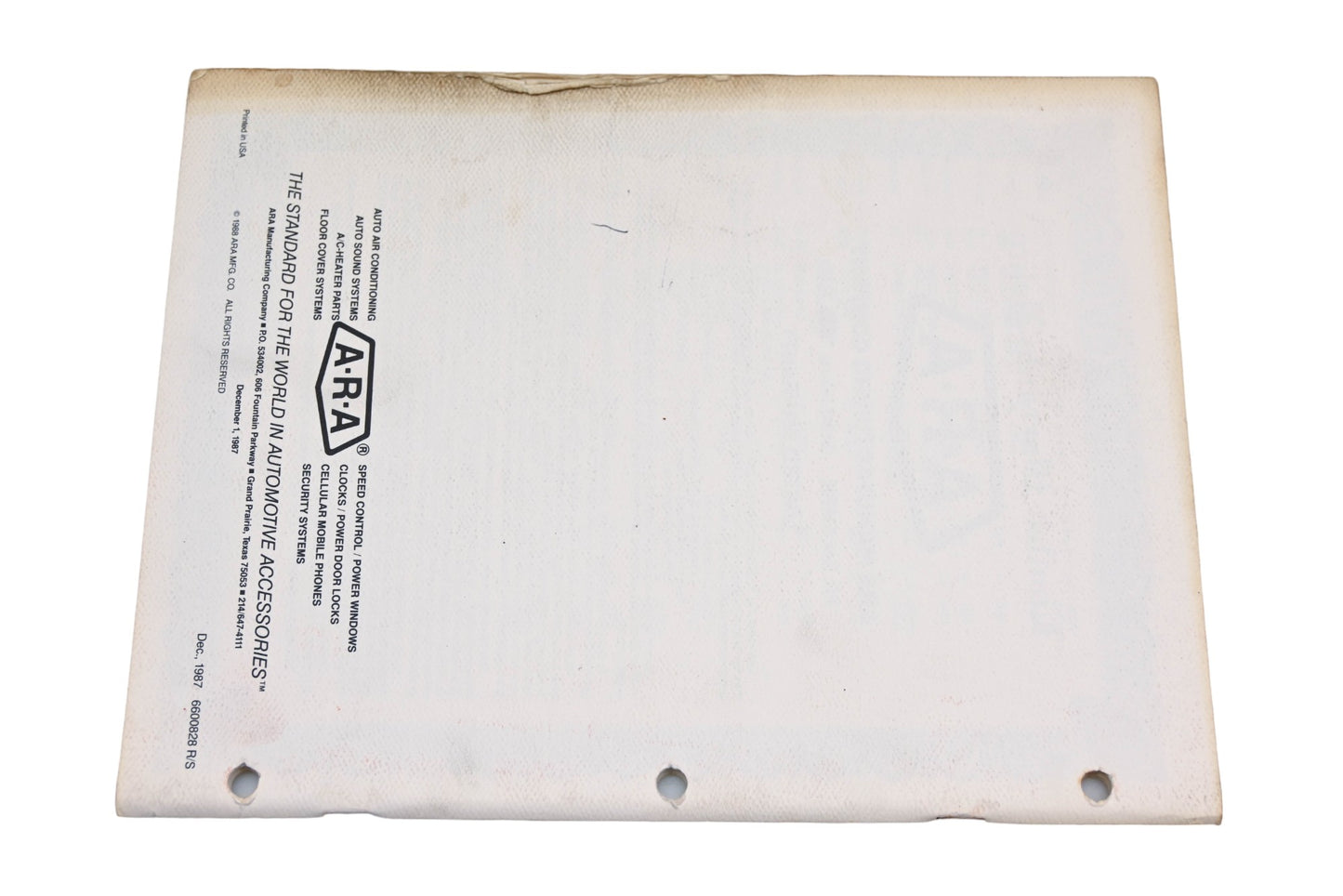 ARA 6600828 R/S, 6600828R/S 1988 Auto Air Conditioning Application Guide