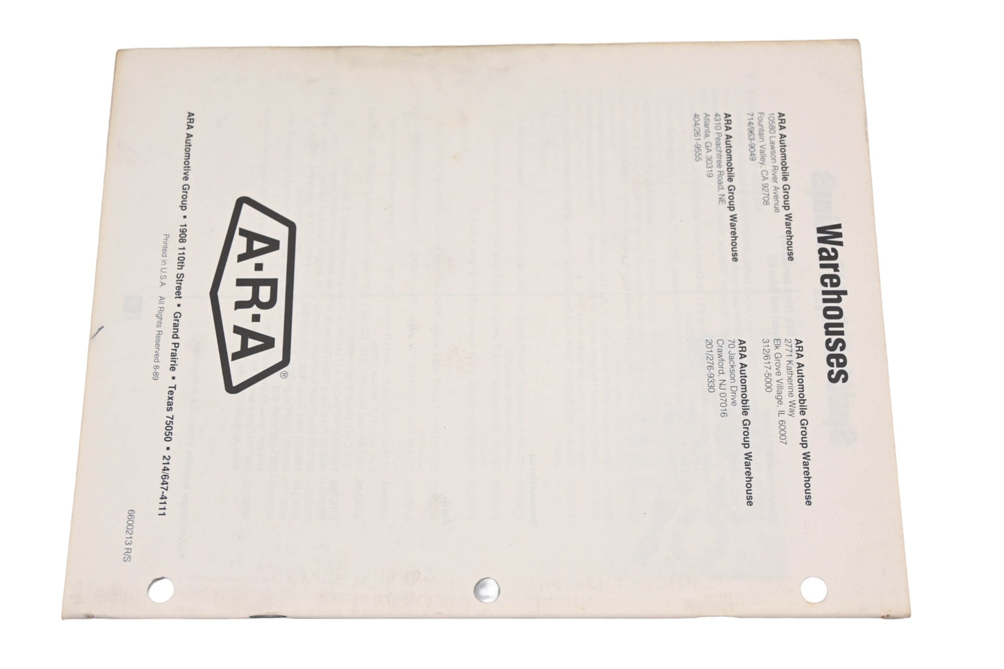 ARA 6600213 R/S, 6600213R/S Rear Van Air Conditioning Units & Special Application Systems Catalog