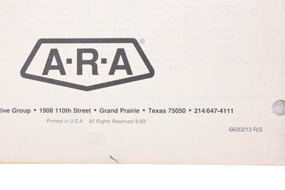 ARA 6600213 R/S, 6600213R/S Rear Van Air Conditioning Units & Special Application Systems Catalog