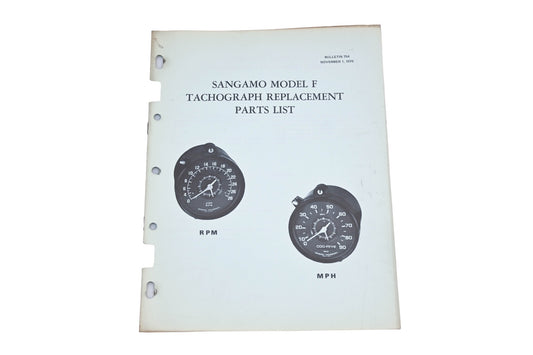 Sangamo Electric Company 854 Model F Tachograph Replacement Parts List