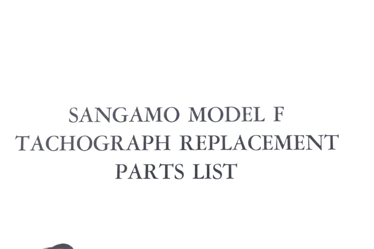 Sangamo Electric Company 854 Model F Tachograph Replacement Parts List