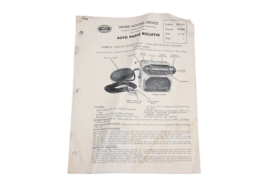 General Motors 6D-1210, 439382 United Motors Service Auto Radio Bulletin