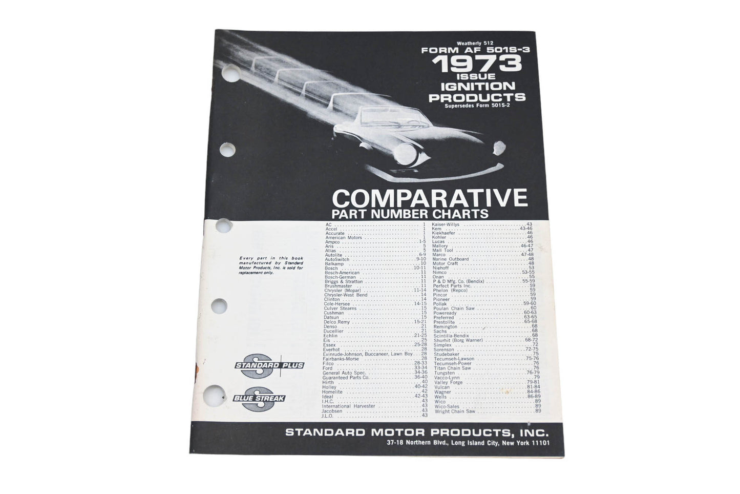 Standard Motor Products AF5013-3 1973 Ignition Products Comparative Chart Guide