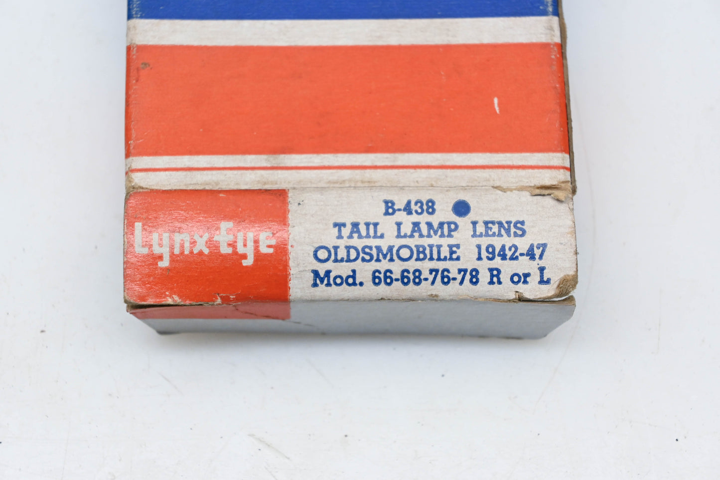 Lynx-Eye B-438 Red Glass Blue Dot Tail Light Lens NOS