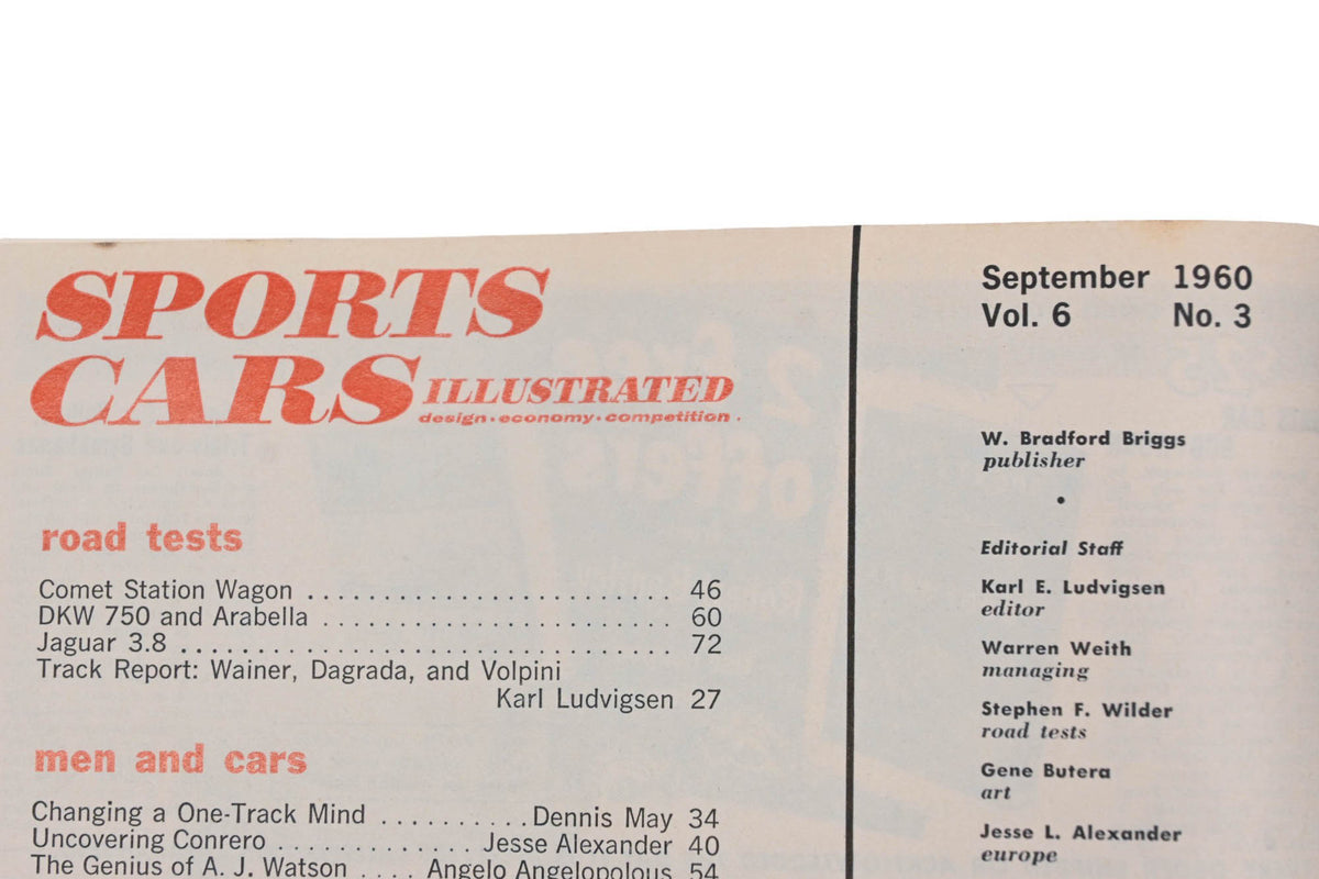 Sports Car Illustrated AH024-38 September 1960 Magazine