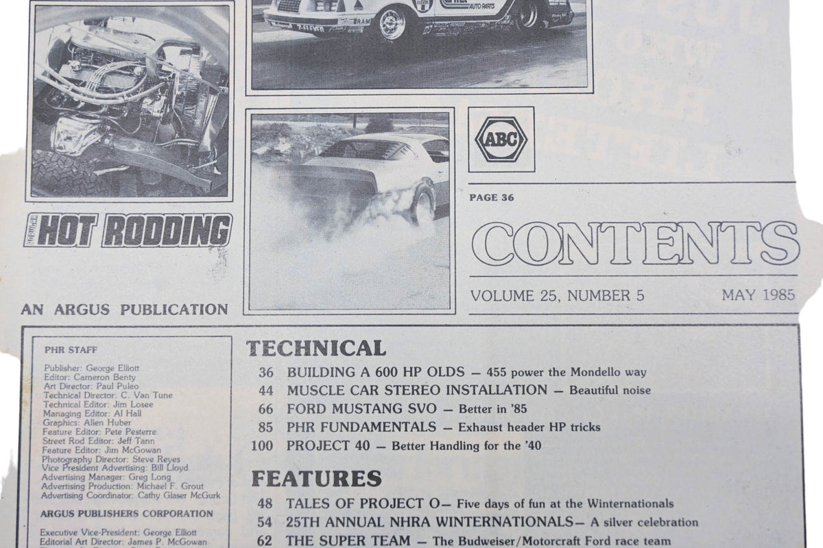 Popular Hot Rodding AH024-49 May 1985 Magazine
