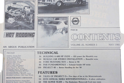 Popular Hot Rodding AH024-49 May 1985 Magazine