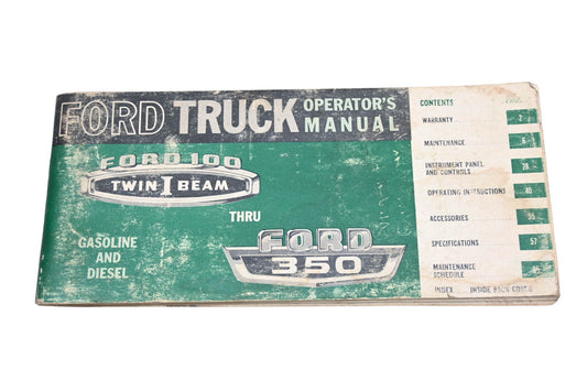 OEM Ford 3651-66 100 Twin I Beam Thru 350 Truck Owners Manual