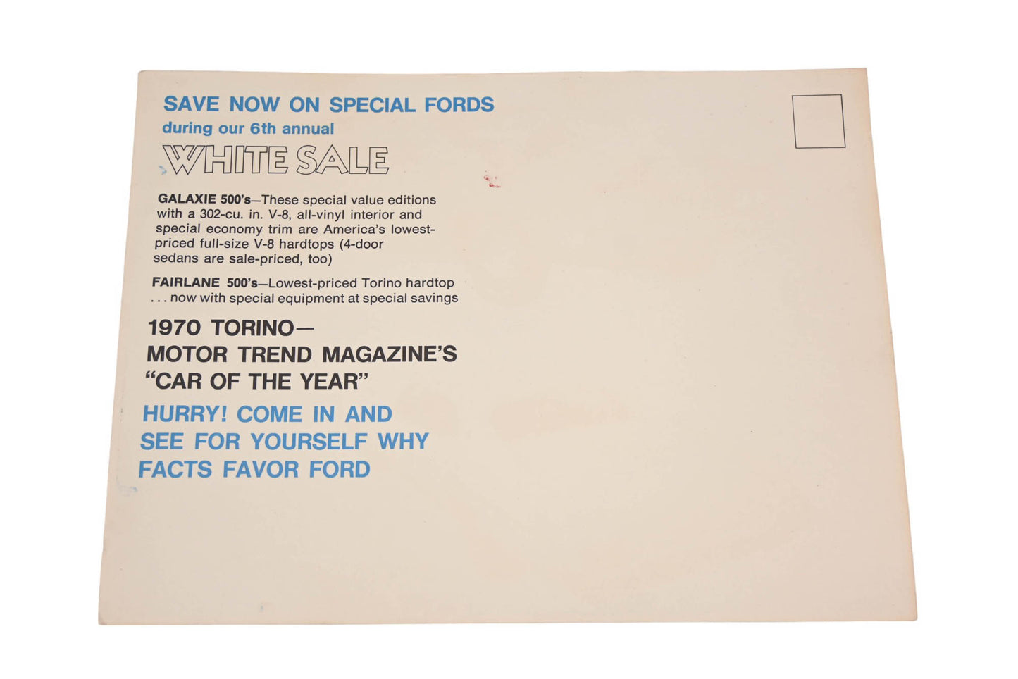 OEM Ford LM008-18 1970 Torino Galaxie 500 6th Annual White Sale Flyer