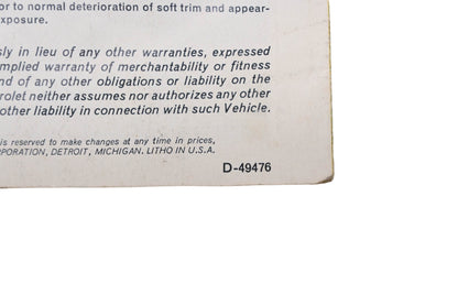 Chevrolet D-49476 1968 Sportvan Specifications Sales Brochure