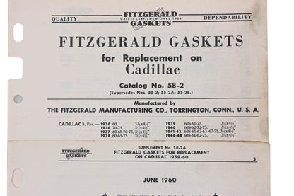 Fitzgerald 58-2, 58-2A Cadillac Replacement Gaskets Catalog