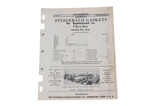 Fitzgerald 62-6 Chrysler Replacement Gaskets Catalog