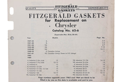 Fitzgerald 62-6 Chrysler Replacement Gaskets Catalog