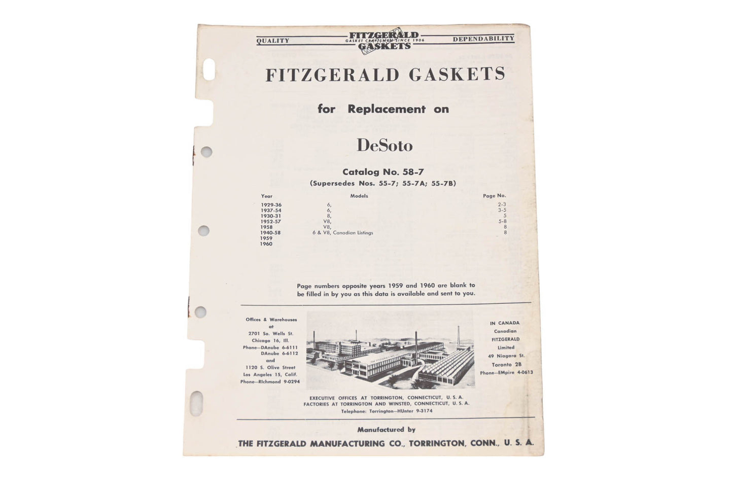 Fitzgerald 58-7 DeSoto Replacement Gaskets Catalog