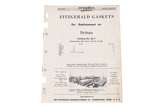 Fitzgerald 58-7 DeSoto Replacement Gaskets Catalog